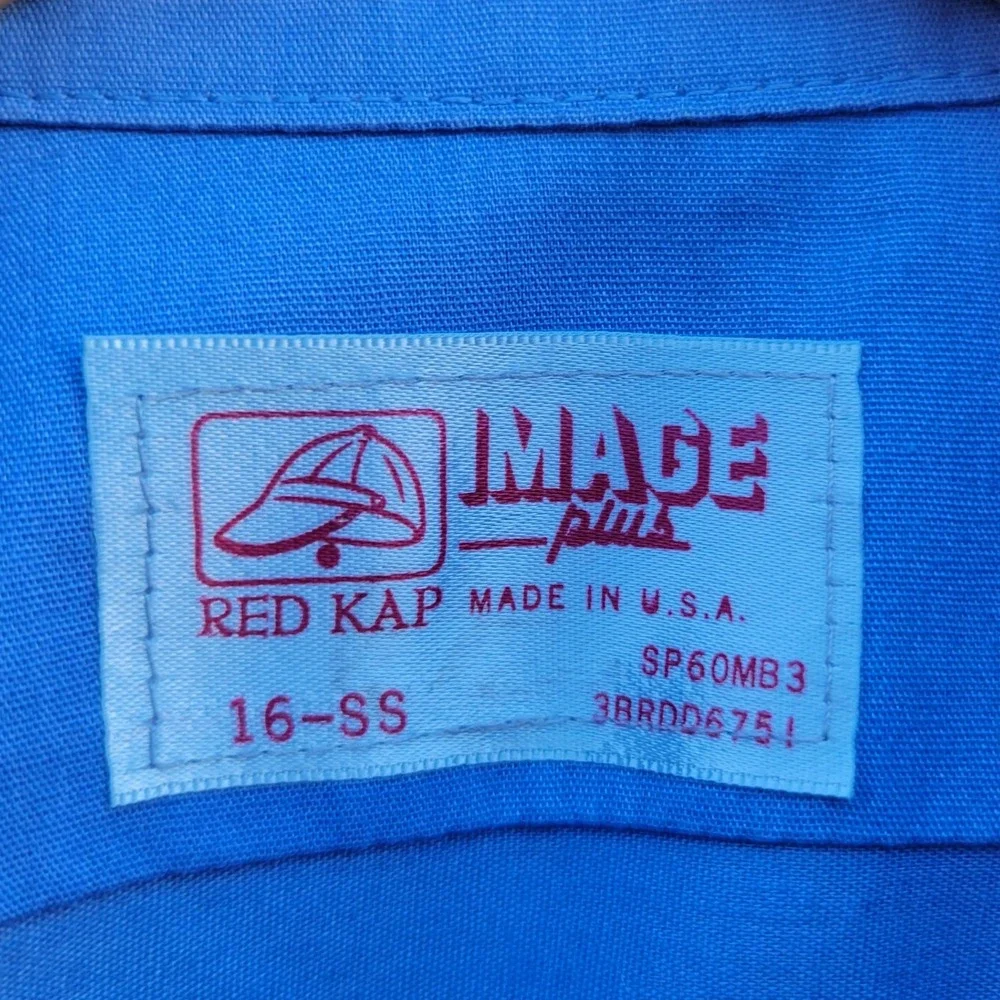 VTG 80s/90s Red Kap Image Plus Light Blue Work Shirt Set of 2 Made in USA Sz 16